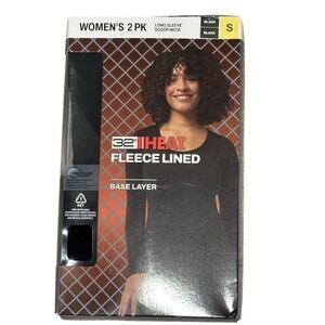 New In Box 32 Degrees Fleece Lined Base Layer Top Black Women's Size Small 2 Pk